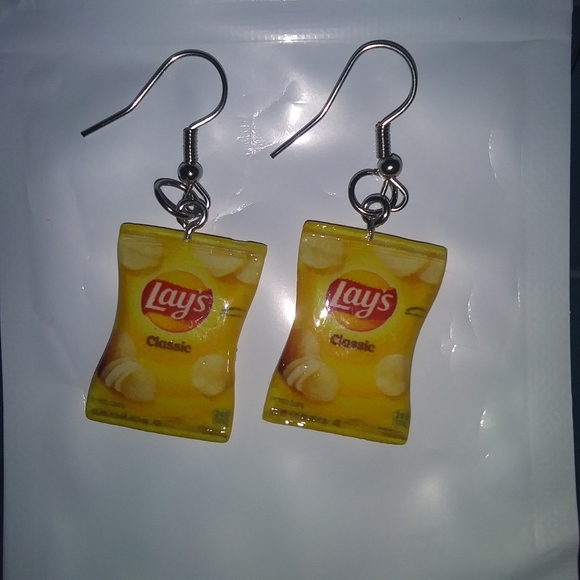 Hand Crafted Jewelry Potato Chip Earrings Potato Chip Bag Earrings
